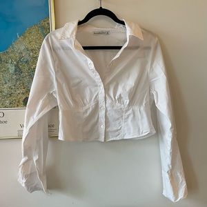 Abercrombie & Fitch CORSET-STYLE BUTTON UP BLOUSE